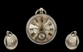 Victorian Period Superior Silver Fusee Driven Open Faced Pocket Watch with excellent designed