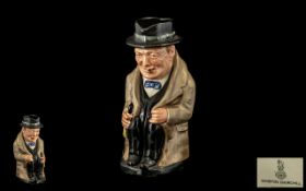 Royal Doulton Toby Jug 'Winston Churchill' Doulton marks to base, measures 8" tall.