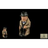 Royal Doulton Toby Jug 'Winston Churchill' Doulton marks to base, measures 8" tall.