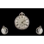 Mid Victorian Period Silver Cased English Lever Pocket Watch with bullseye glass and excellent