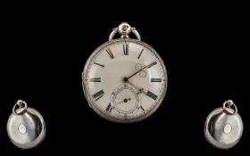 Mid Victorian Period Silver Cased English Lever Pocket Watch with bullseye glass and excellent