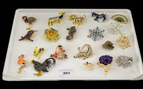 Lovely Collection of Beautiful Colourful Brooches, Various Sizes and Subjects.