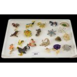 Lovely Collection of Beautiful Colourful Brooches, Various Sizes and Subjects.