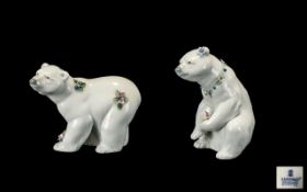 Two Lladro Porcelain Figures comprising Attentive Polar Bear with Flowers no 06354 and Polar Bear