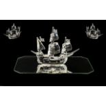 Swarovski Silver Crystal Figure ' Santa Maria ' Ship. Designer Gabriele Stamey, Swarovski No 7473