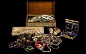 An Old Jewellery Box containing Vintage and Retro jewellery.