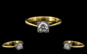 18ct Gold Attractive and Top Quality Single Stone Set Dress Ring. Full hallmark for 18ct.