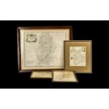 Collection of Framed Vintage Maps comprising Darbyshire 9.5" x 8"; Gloucestershire 10.5" x 8.