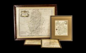 Collection of Framed Vintage Maps comprising Darbyshire 9.5" x 8"; Gloucestershire 10.5" x 8.