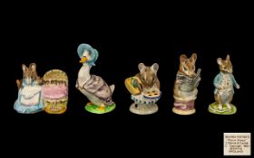 Beswick Collection of Handpainted Beatrix Potter Figures, 5 in Total. Comprises: 1.