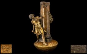 Goldscheider Signed 19th Century Terracotta Figural Vase/Centrepiece circa 1890s.
