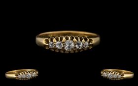 Victorian Period - Nice Quality 5 Stone Diamond Set Ring, In a Gallery Setting.