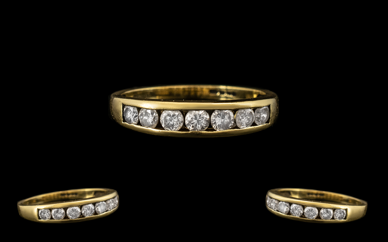 18ct Gold Attractive 7 Stone Diamond Set Ring marked 750 - 18 ct.