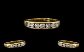 18ct Gold Attractive 7 Stone Diamond Set Ring marked 750 - 18 ct.