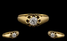 Early 20th Century 18ct Gold Excellent Quality Single Stone Diamond Gypsy Set Ring.