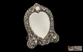 Victorian Period Fine Quality and Ornate Embossed Decorated Silver Framed Ladies Dressing Table