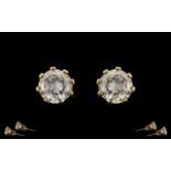 9ct Gold Stud Earrings. Good Colour and Sparkle, Please See Photo.