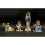 Four Capodimonte Figures, comprising: 1. Tall Lady in Prayer, marks to base, 12.