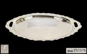 Walker and Hall Solid Silver Superior Quality Large and Impressive Two Handled Oval Shaped Tray