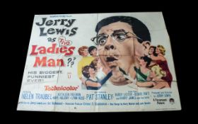 Cinema Poster 'The Ladies Man' Jerry Lewis, Original UK Quad, Size 30 x 40". Issued 1961. Folded.