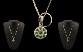 Silver Figaro Design 20 Inch Necklace Together With a Silver Stone Set Pendant And A Plain