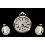 19th Century Heavy & Fine Quality Silver Fusee Movement Open Faced Pocket Watch with enamel white