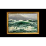 Daniel Sherrin Signed Oil on Canvas showing a turquoise coloured sea with high rolling,