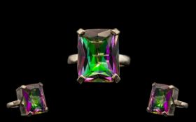 Ladies Mystic Topaz Sterling Silver Dress Ring. Ring Size M.