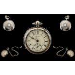 Thomas Milner of Wigan Open Faced Silver Pocket Watch with attached silver hallmarked Albert watch