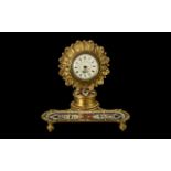 Antique French Ormolu and Enamel Ladies Desk Clock-Inkwell, the clock,