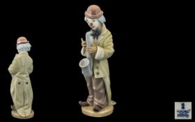 Lladro Handpainted Porcelain Figure 'Sax Sax' Clown. Model No. 5471. Issued 1988 - retired.