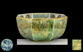 Wedgwood Large and Impressive Octagonal Lustre Bowl, 'Dragon' pattern,