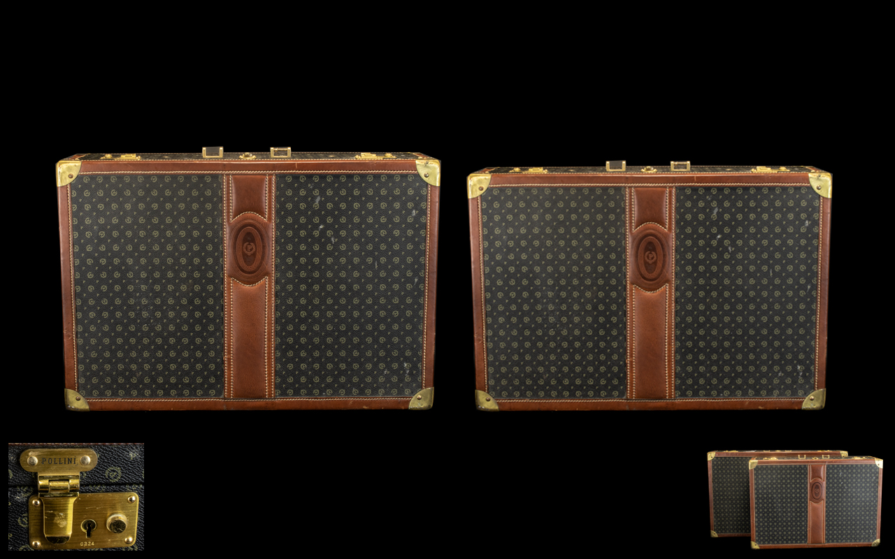 Pollina Vintage Suitcases, two sizes, 27 inches x 17 x 8 (no.0124) and 24 inches x 16 x 7.5 (no.