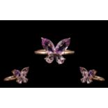 Rose de France Amethyst Butterfly Ring,