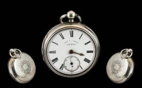 Victorian Period Charles T Cowell Isle of Man Lever Escapement Open Faced Silver Pocket Watch.