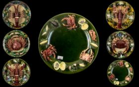 Large Antique Portuguese Majolica 'Caldas- Da- Rainha' Serving Platter with naturalistic sea