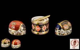 Royal Crown Derby Hand Painted Paperweights, three comprising 1/ Ladybird - two spot, no stopper,