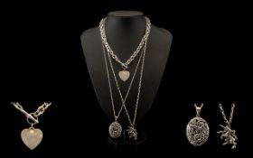 Excellent Trio of Sterling Silver Chains & Pendants, all marked for Sterling Silver, comprises: 1.