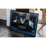 Large Batman Framed Coloured Poster Titled Batman Begins measures 110 by 85 inches.