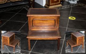 Library Steps - Early Century Library Steps in Mahogany, two-tier leather topped steps,