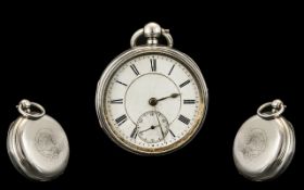 William Morris of Bolton Victory English Lever Open Faced Silver Pocket Watch.