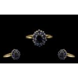 Tiffany & Co 18ct Gold Excellent Quality Sapphire Set Cluster Ring of flower head design,