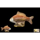Royal Crown Derby Hand Painted Large Paperweight 'Golden Carp', gold stopper,