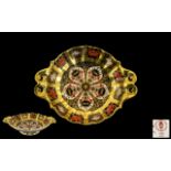 Royal Crown Derby Old Imari Pattern 22ct Gold Banded Twin Handled Footed Dish, pattern 1128,