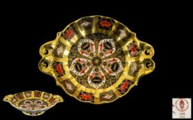 Royal Crown Derby Old Imari Pattern 22ct Gold Banded Twin Handled Footed Dish, pattern 1128,