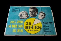 Film Poster for Classic '36 Hours' starring James Garner. UK Quad 30 x 40", issued 1965.