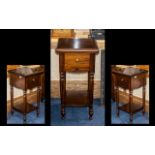 Square Topped Tall Drawer Unit, raised on four carved legs with lower shelf and central drawer to