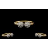 Unusual 9ct Gold Twin Bauble Diamond Set Cluster Ring.