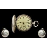 Victorian Period Full Hunter Sterling Silver Pocket Watch. English Lever. Hallmark Chester 1896.