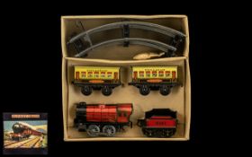 Hornby Tinplate Clockwork Train Set (Boxed), c1930s, comprises locomotive, tender,